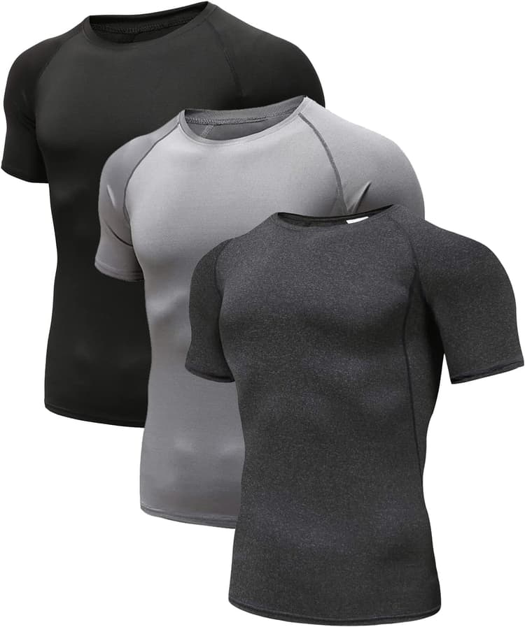 Lot de 2 t-shirts à manches longues pour homme - Compression - Coupe ample - Col montant - Col montant - Col rond - Pour sports d'hiver