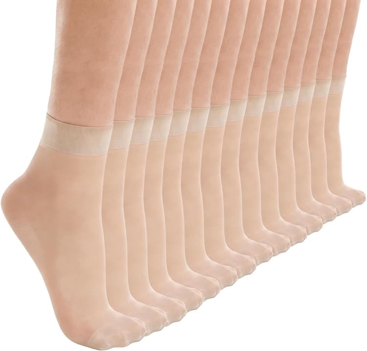 KEYRI 14 Paires de Socquettes Transparentes pour Femme, Bas Nylon Mode Chaussette Collant Nylon Chaussettes de Cheville