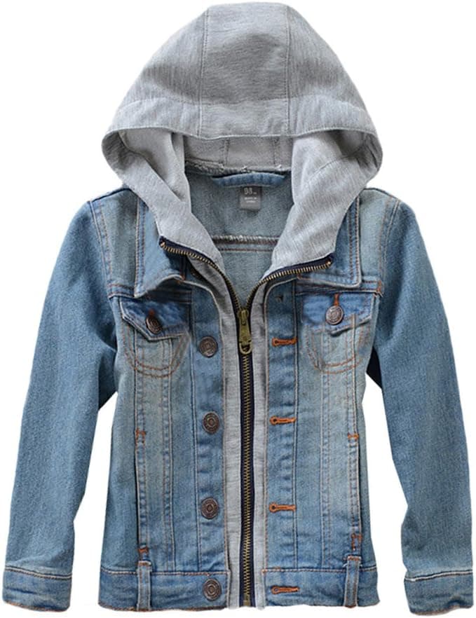FTCayanz Enfants Manteau en Denim Garçons ou Filles Casuel Veste à Capuchon