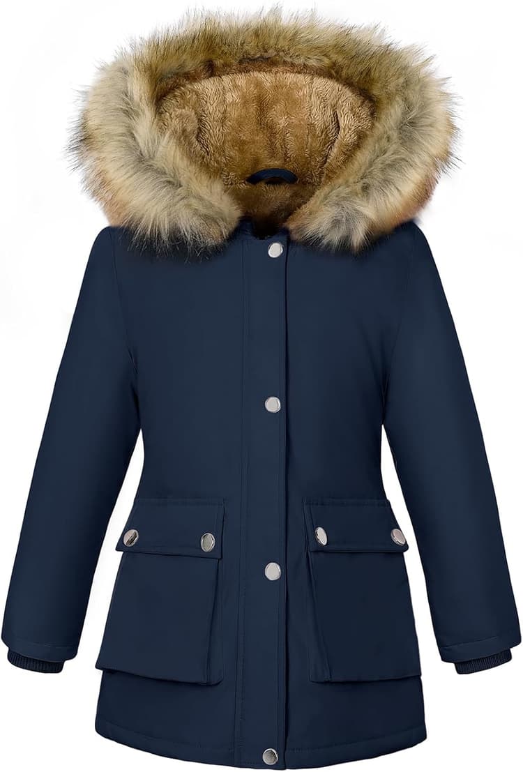 Vancavoo Manteaux Fille Hiver Parka Veste Enfant Longue Blouson Epaisse Manteau à Capuche Chaud Polaire Vêtements D'extérieur pour 6-12 Ans