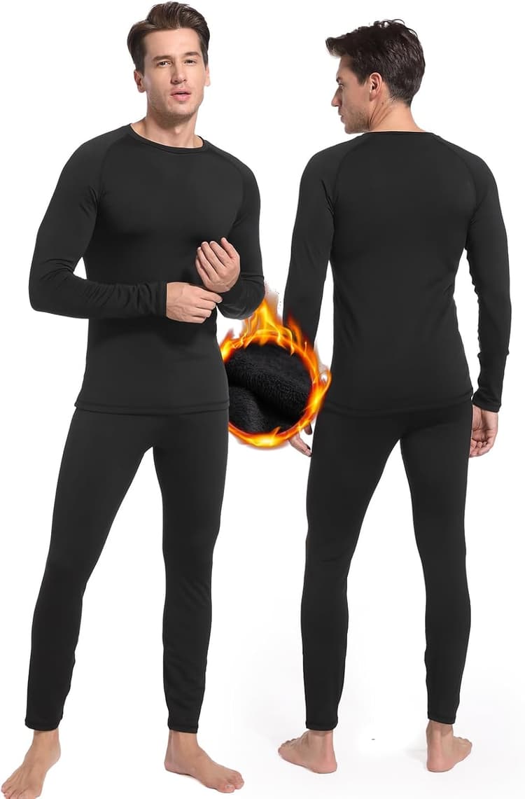 sous Vetement Thermique Homme, Ensemble de sous-Vêtement Ski Grand Froid - Homme à Manches Longues Couche de Base Haut et Pantalon Chaud sous Vetement Hiver pour Ski Moto Sport