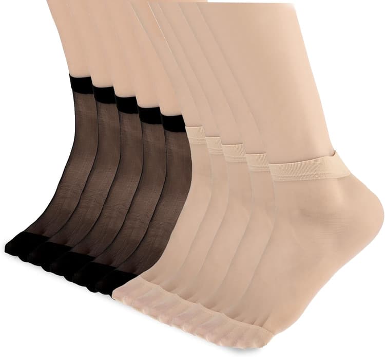 10 Pairs Sheer Socks Women - Lightweight Women's Ankle High Sheer Socks - Reinforced Toe Hosiery Stockings for Women