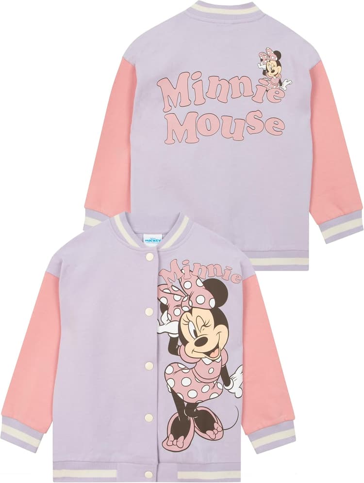 Disney Minnie Mouse Blouson Bombardier, Minnie Veste Enfant Fille, Veste Fille Coton