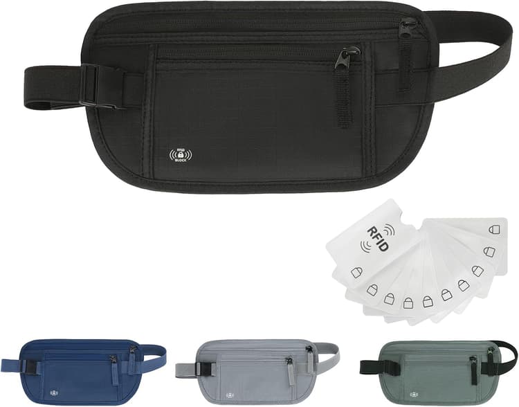 Money Belt for Travel Fanny Pack for Men Hidden Travel Pouch Fanny Pack for Women Hidden Rfid Passport Holder for Travel (Black)