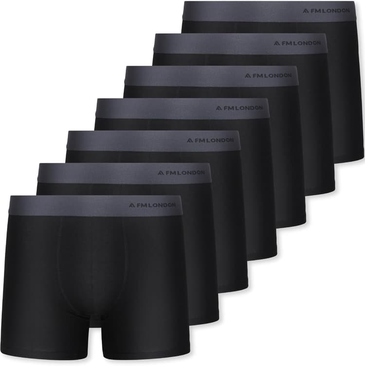 FM London Lot de 7 Boxers, Boxer pour Homme, Caleçon pour Homme sans Étiquette, Riche en Coton, Respirant, Doux et Extensible