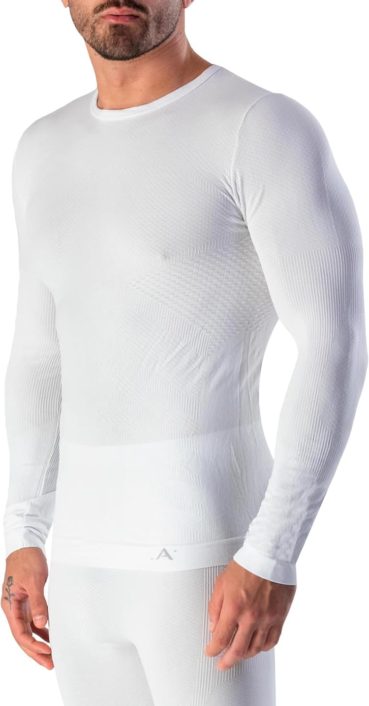 Risalti T Shirt Homme Thermique Manches Lounges Energy - sous Vetement Homme Thermique élastiques, Haut Thermique Homme Respirants, Tshirt Homme sans Couture - Made in Italy