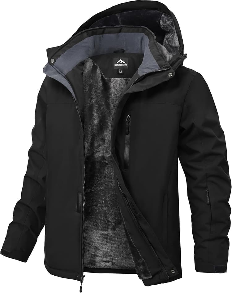 Mens Winter Snow Jacket Waterproof Ski Jackets Snowboard Rain Warm Coat Insulated Hood Fleece Lined