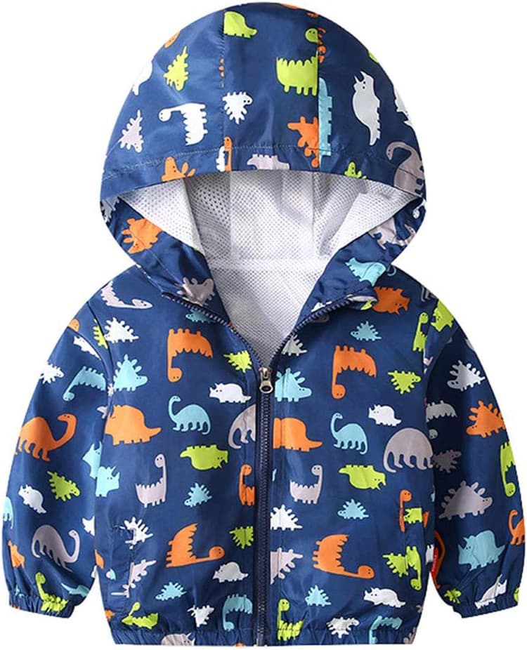 JinBei Manteau Capuche Vest Garçon Bébé Enfant Sweat-Shirt Blouson Motif Animal Zipper Poche Veste Pull-Over Longue Manche Manteaux Mignon Outwear Printemps Automne Coupe-Vent 1-7 Ans