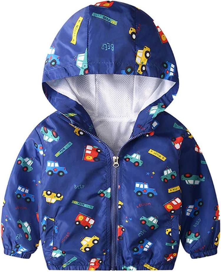 JinBei Manteau Capuche Vest Garçon Bébé Enfant Sweat-Shirt Blouson Motif Animal Zipper Poche Veste Pull-Over Longue Manche Manteaux Mignon Outwear Printemps Automne Coupe-Vent 1-7 Ans