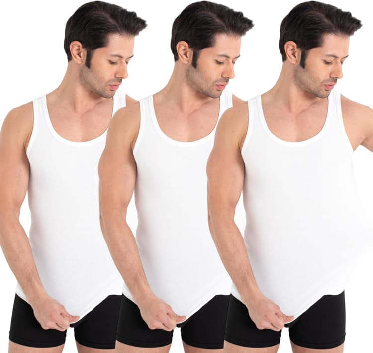 Lot de 3/5 débardeurs classiques pour homme - Côtes fines peignées 100 % coton