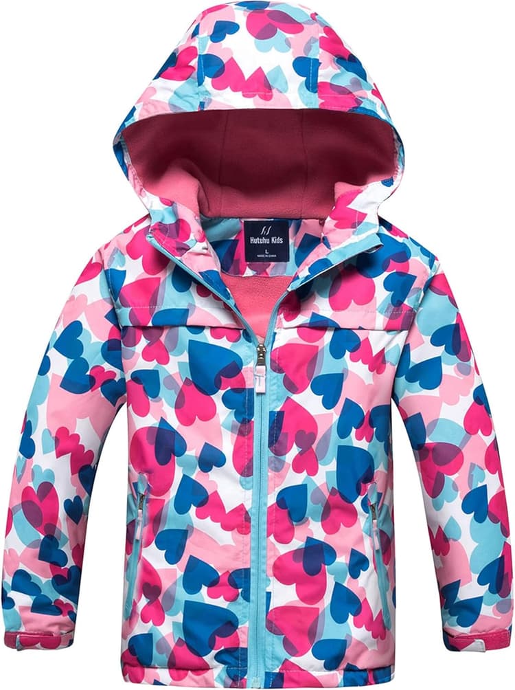 Blouson Imperméable Filles, Veste de Pluie pour Enfants Manteaux Imperméables à Capuche Coupe Vent Veste de Pluie Légère Imprimée Printemps Automne 3-10 Ans
