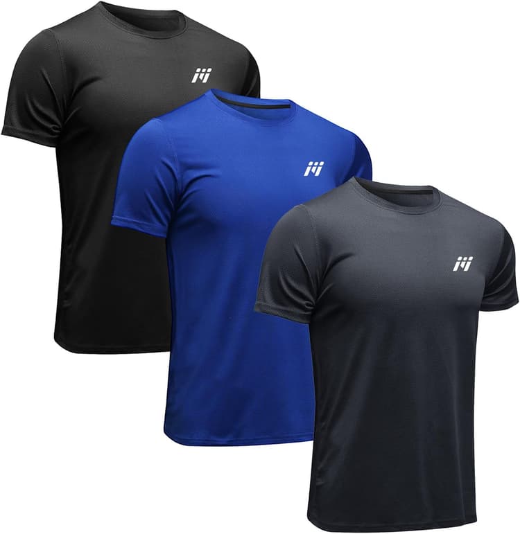 MEETWEE T-Shirt de Sport Homme, Baselayer Manches Courtes Maillot Running Tee Shirt Vetement de Fitness Gym Pack de 1/2/3 pièces