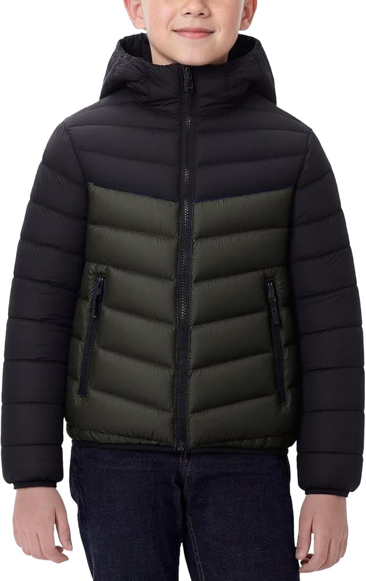 Manteau d'Hiver Garçon Fille Enfant Veste à Capuche Matelassé Blouson Chaud Coupe-vent Doudoune Légère Confortable 7-16 Ans