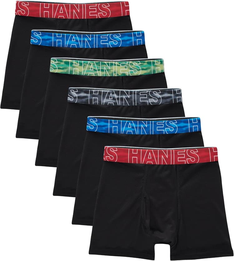 Hanes boys Performance Tween Boxer Briefs Underwear, Assorted Prints & Solids, 6-pack
