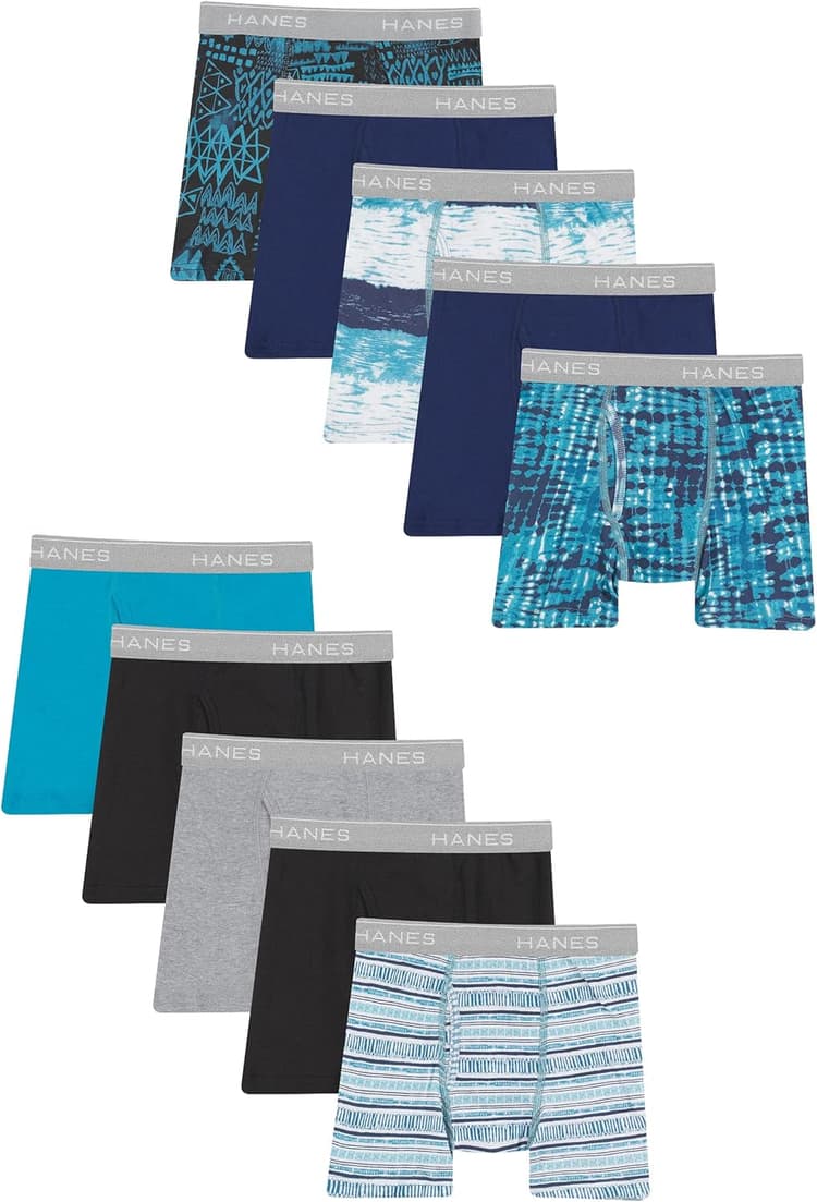 Hanes Boys' Underwear, Boxer Briefs for Boys and Toddlers, Soft Cotton, 7 and 10 Packs
