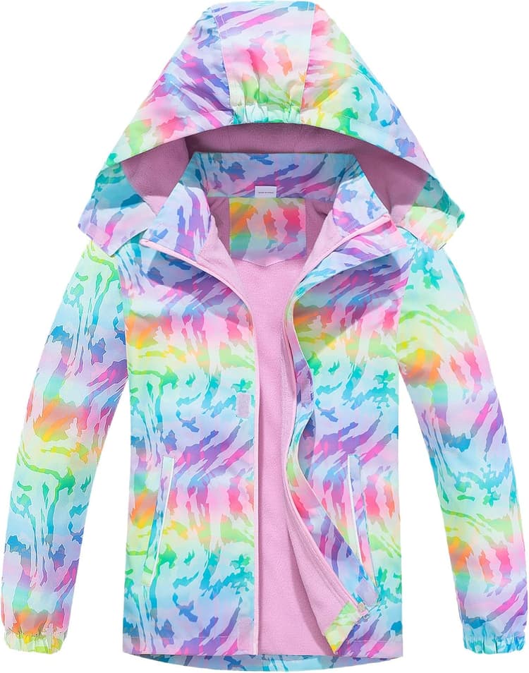 CAMLAKEE Veste Polaire Fille Imperméable Enfant Softshell Blouson Impression
