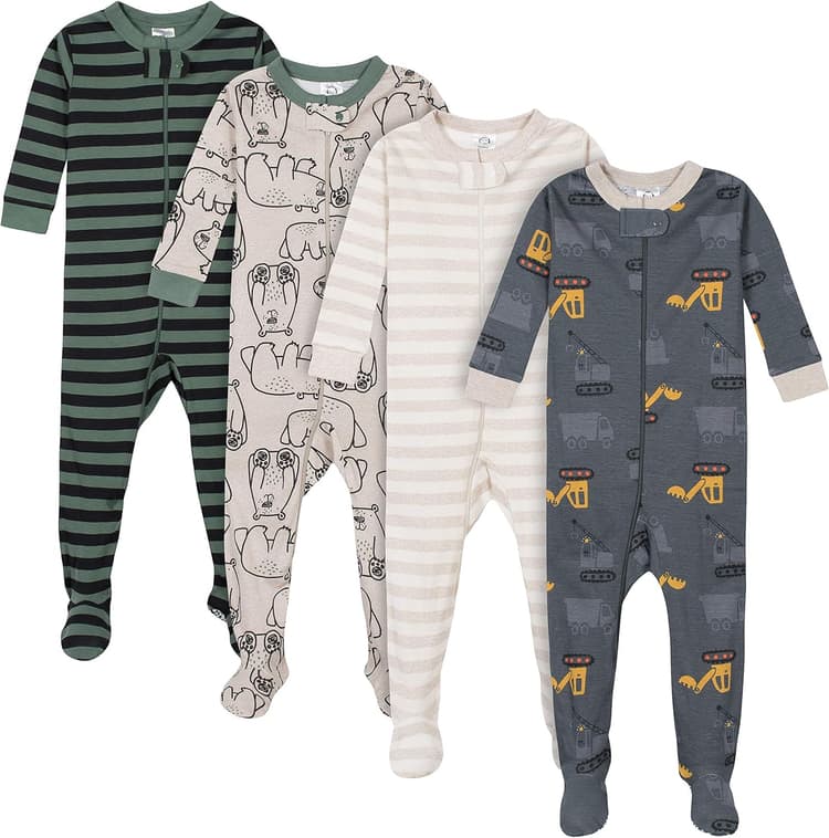 Gerber Baby-Boys 4-Pack Footed Pajamas Pantoufles pour bébés et Bambins Bébé garçon (Lot de 4)